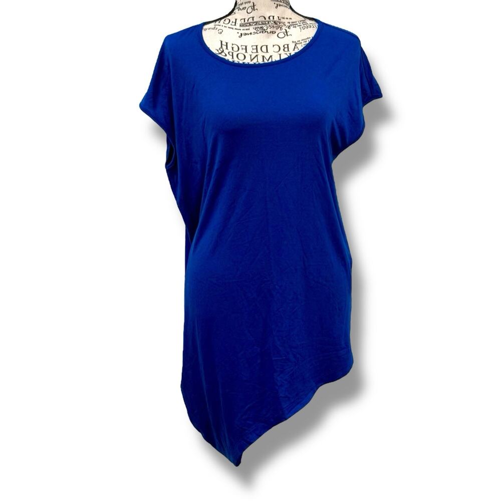 NWT Universal Standard Size 10 Cap Sleeve CrewNeck Tee (XS) Blue Pansy USTO1130